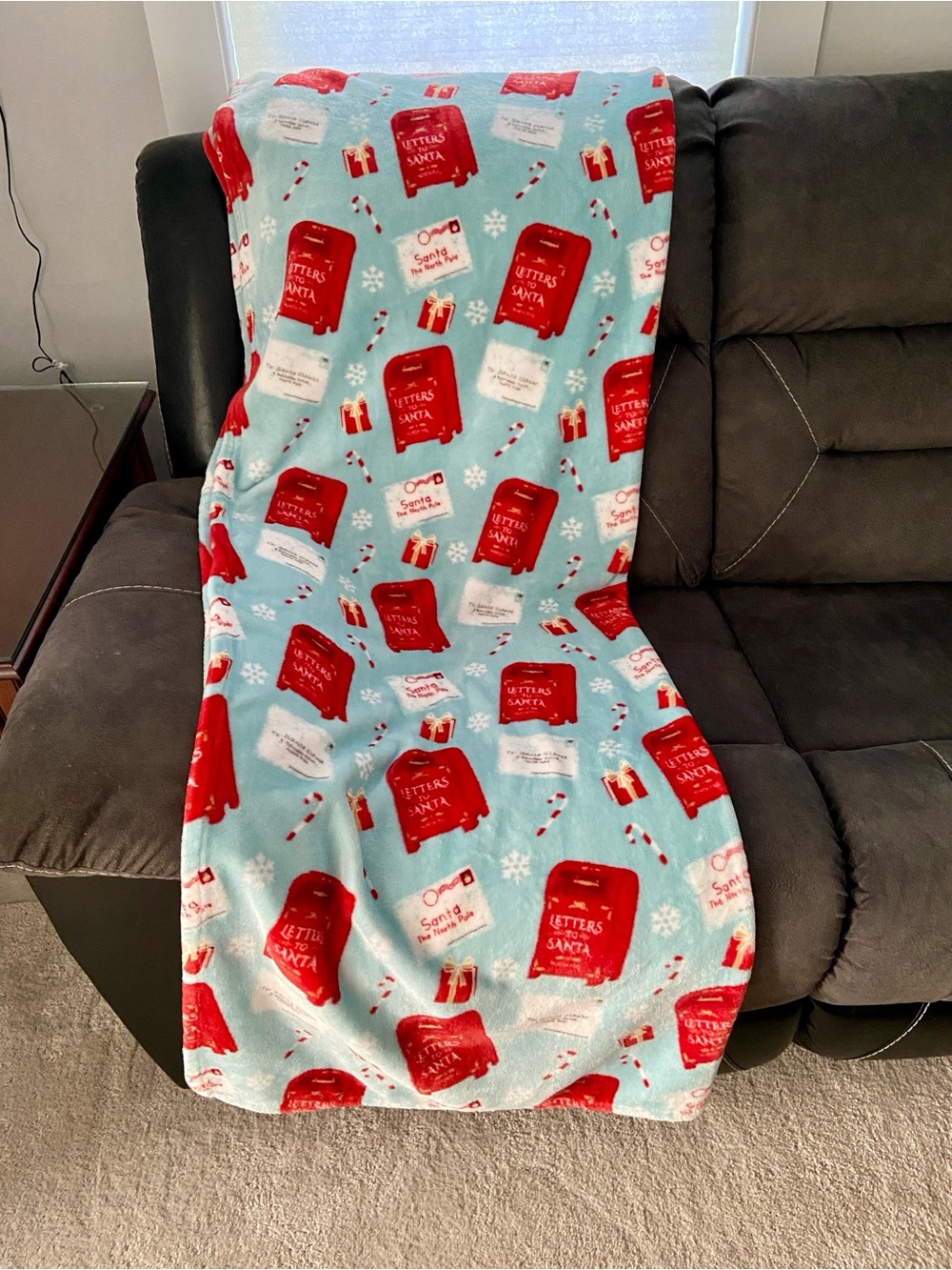 Christmas Letters to Santa Mailbox Plush Holiday Throw Blanket